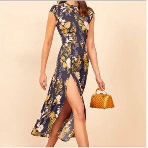 Reformation Gavin Graciella floral Cut out back Cap Sleeve Midi dress sz 0